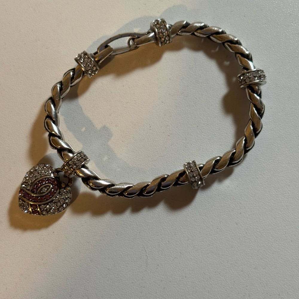 Brighton Silver Twisted Bracelet with Heart Charm